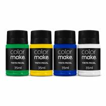Kit 4 tintas faciais corporais copa brasil verde amarelo azul branco torcedor 35 ml eventos