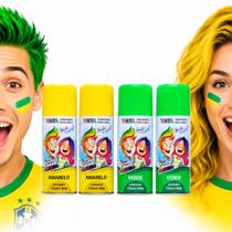 Kit 4 Tintas Spray Temporária Para Cabelo Verde E Amarela Festa Torcida Brasil Futebol Patriota Kit 4 Tintas Spray Temporária Para Cabelo Verde E Amarela Festa Torcida Brasil Futebol Patriota
