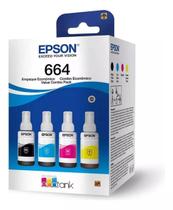 Kit 4 Tintas T664 Original Epson Para L110 L120 L121 L1300 L200 L210 L220 L355 L365 L455 L555 L565 L375 L380 L395 L396 L475 L495 L575 L606 L656 L1455