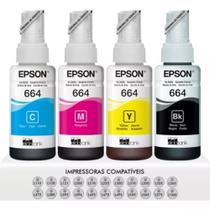 Kit 4 tintas T664 para impressora tank L395 - Eco-EP .S0N-Ori