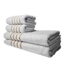 Kit 4 Toalhas 2 Banho 2 Rosto Montreal 100% Algodão Branco.