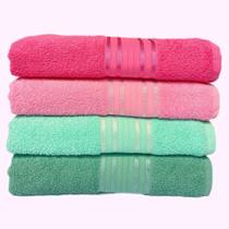 KIT 4 Toalhas Banho Algodão Toque Suave Rápida Absorção