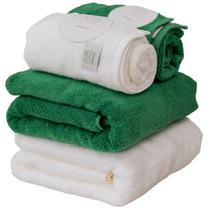 Kit 4 Toalhas Buddemeyer Hannah Intense Air Branco e Verde 2 Banho e 2 Rosto