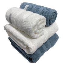 Kit 4 Toalhas Buddemeyer Vanilla Extra Soft Branco e Azul 2 banho e 2 rosto