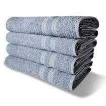 Kit 4 Toalhas De Banho 430g-m² Grande Super Grossa 80x150cm Itália Soft Azul