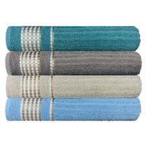 Kit 4 Toalhas de Banho Grande Macia 100% Algodão Canelada - Alta Absorção Barra Decorada