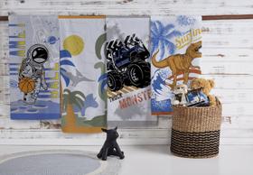 Kit 4 Toalhas De Banho Menino Algodão 115x65cm Teka Kids Candy