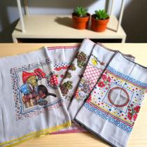 kit 4 Toalhas De Chá Estampada Viés sortidas kit 4 Toalhas De Chá Estampada Viés sortidas