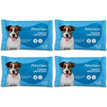Kit 4 Toalhas Lenços Umedecidos Para Pet Cães e Gatos 50 unidades