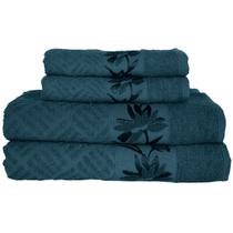 Kit 4 Toalhas Olympia 2 Banho + 2 Rosto 100% Algodão Premium Macias e Super Absorventes