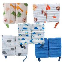Kit 4 Toalhas Pano de Boca Bebe Soft 100% Algodão Menino