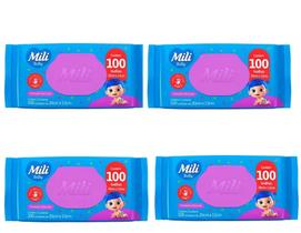 Kit 4 Toalhas Umedecidas Mili Baby 100 unidades Mili