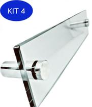 Kit 4 Toalheiro porta toalha de banho em vidro incolor