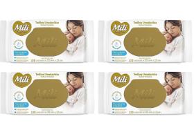 Kit 4 Toalhinha Umedecida Com Tampa Love&Care 100Unid - Mili