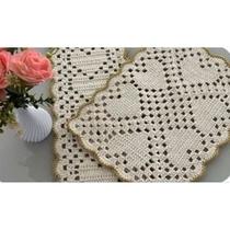 Kit 4 Toalhinhas Sousplat retangular coração mesa posta