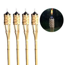 Kit 4 Tocha de Bambu Para Decoração Luau Jardim Igreja Festa Junina Arraiá Pavio Recipiente de Metal 100cm