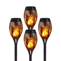 Kit 4 Tochas Solar P ZON Luminária solar de LED com Efeito Chama para Decoração de Jardim