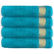 Kit 4 Tolhas de Rosto Algodão Resistente Banheiro Macio Lavabo Secagem Rápida Bordar Salão de Beleza Absorvente