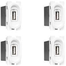 Kit 4 Tomada Carregador Usb Nereya Pial 1500ma Branco Kit 4 Tomada Carregador Usb Nereya Pial 1500ma Branco