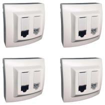 Kit 4 Tomada de Rede RJ45 + Telefone RJ11 Cat5 Pial Legrand