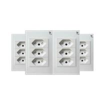 Kit 4 Tomada Tripla 3 Entradas 2p+t 10/20 Ap Branco Temperado