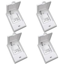 Kit 4 Tomadas Áreas Úmida Externa10a + Tecla Simples Branca - B.lux Kit 4 Tomadas Áreas Úmida Externa10a + Tecla Simples Branca - B.lux