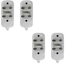Kit 4 Tomadas Bipolar Barra Dupla Ilumi 1632 10A 250V Cinza Ideal Residencial Comercial Eletricista Kit 4 Tomadas Bipolar Barra Dupla Ilumi 1632 10A 250V Cinza Ideal Residencial Comercial Eletricista