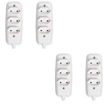 Kit 4 Tomadas Triplas Bipolar Ilumi 10A 250V Cinza Ideal Residencial Comercial Parede Elétrica