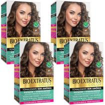 Kit 4 Tonalizante Bio Extratus 67 Louro Escuro Chocolate Tecnologia Profissional