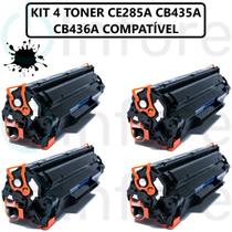 Kit 4 Toner Compatível Ce285a cb435a cb436a Para P1102w M1132 M1212 Universal
