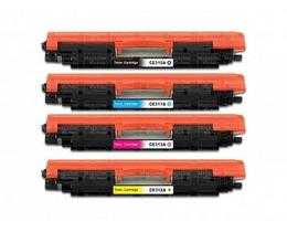 Kit 4 Toner Compatível com CE310A CE311A CE312A CE313A 126A CP1025 CP1025NW CP1020