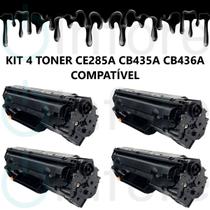 Kit 4 Toner Compatível Universal Ce285a cb435a cb436a Para Impressoras P1102w M1132 M1212 M1210