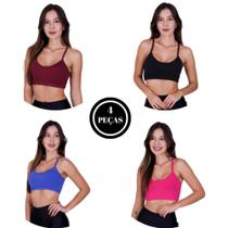 Kit 4 Top Academia Alça Fina Fitness sem Bojo Nadador - c8 KIT 4 TOP ANA PRETO VINHO ROSA BIC