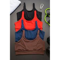 Kit 4 Top Academia Fitness Cropped Suplex com Bojo Academia, Treino e Conforto Kit 4 Top Academia Fitness Cropped Suplex com Bojo Academia, Treino e Conforto