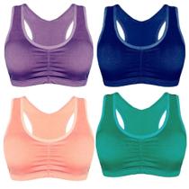 Kit 4 Top Academia Fitness Feminino Treino Nadador Com Bojo Removível Liso Sutiã Soutien Kit 4 Top Academia Fitness Feminino Treino Nadador Com Bojo Removível Liso Sutiã Soutien