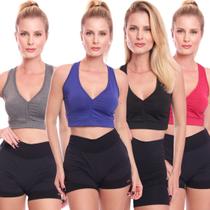 Kit 4 Top Feminino Academia Treino Alta Sustentação Fitness
