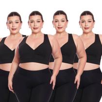 Kit 4 Top Plus Size Fitness Feminino Sem Bojo Academia Decote