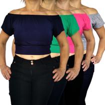 Kit 4 Tops Ciganinha Ombro a Ombro Elástico Barra Lisos Cores Sortidas Viscolycra Pp ao Plus Size Kit 4 Tops Ciganinha Ombro a Ombro Elástico Barra Lisos Cores Sortidas Viscolycra Pp ao Plus Size