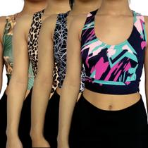 Kit 4 Tops Femininos Regata Justos Barra Estampas Sortidas Suplex PP ao Plus Size Kit 4 Tops Femininos Regata Justos Barra Estampas Sortidas Suplex PP ao Plus Size