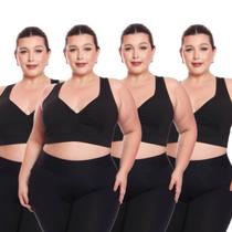 Kit 4 Tops Fitness Plus Size Feminino Sem Bojo Academia Decote Kit 4 Tops Fitness Plus Size Feminino Sem Bojo Academia Decote