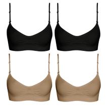 Kit 4 Tops Selene Regulável Sem Costura Feminino - Preto e Chocolate