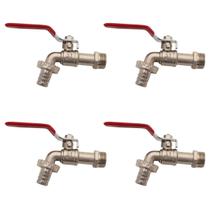 Kit 4 Torneira Esfera Para Jardim Tanque Maquina 1/2 Metal