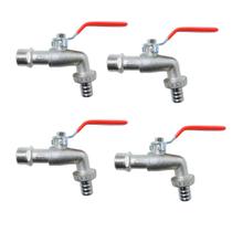 kit 4 Torneira Esfera Valvula Jardim Quintal Tanque 1/2x3/4 Metalica