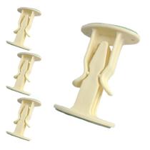 Kit 4 Trava Porta Janela Fixador Autoadesivo Plástico Bege Prático Parede Rodapé