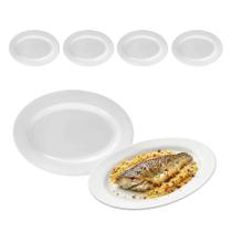 Kit 4 Travessa Bandeja Oval Rasa Opaline Branco 35cm Servir Kit 4 Travessa Bandeja Oval Rasa Opaline Branco 35cm Servir