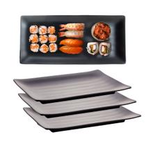 Kit 4 Travessa Oriental Retangular Japonesa Melamina Sushi 25cm Lyor Kit 4 Travessa Oriental Retangular Japonesa Melamina Sushi 25cm Lyor
