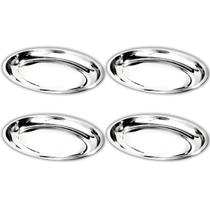 Kit 4 Travessa Oval Funda Aço Inox 25cm Para Servir Alimentos Porções Cozinha Restaurante - Ke Home