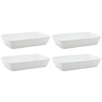 Kit 4 Travessas de Porcelana Branca 26x17x5cm Refratário Linea Lyor Prato Retangular