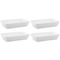 Kit 4 Travessas de Porcelana Branca 26x17x5cm Refratário Linea Lyor Prato Retangular