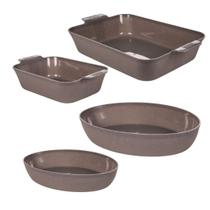 Kit 4 Travessas Plasútil Oval e Retangular P e M Cinza Marmorizado Kit 4 Travessas Plasútil Oval e Retangular P e M Cinza Marmorizado